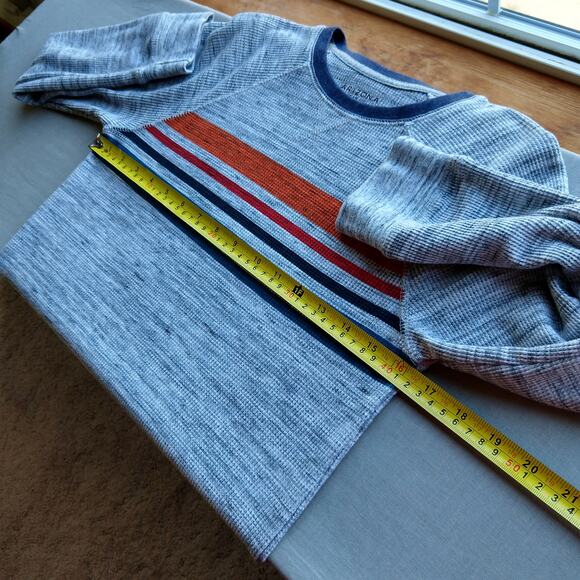 Arizona Jean Co Thermal Waffle Knit Shirt Large long sleeve heather grey stripes - Picture 7 of 9